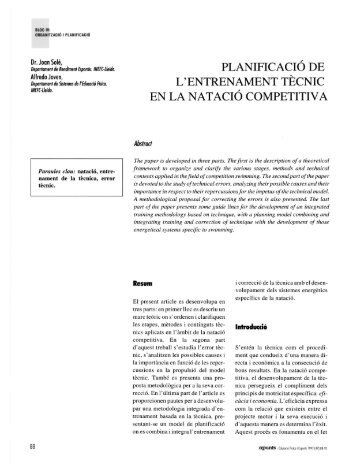 planificació de l'entrenament tècnic en la natació competitiva - apunts