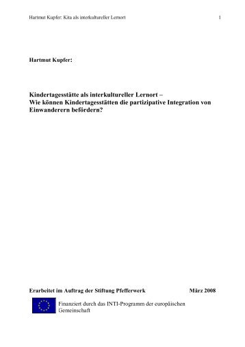 KindertagesstÃ¤tte als interkultureller Lernort â Wie ... - Reves Network