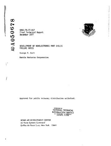 JRADC-TR-77-417 - Reliability Information Analysis Center