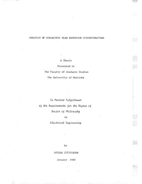 Analysis Of Dielectric Slab Waveguide Discontinuities