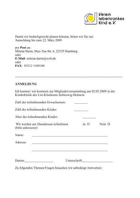Anmeldeformular