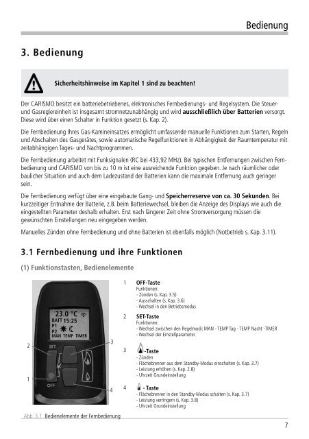 Bedienungsanleitung CARISMO Gas-Kamineinsatz - Leda