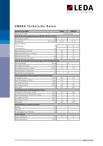 UMBRA Technische Daten (PDF, 419 kB) - Leda