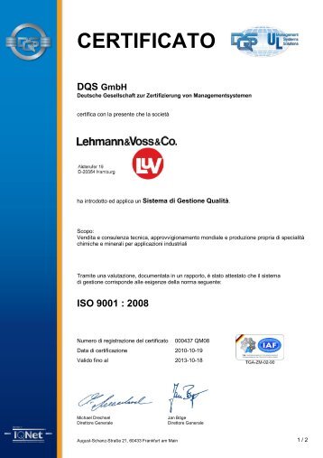 CERTIFICATO - Lehmann & Voss & Co.