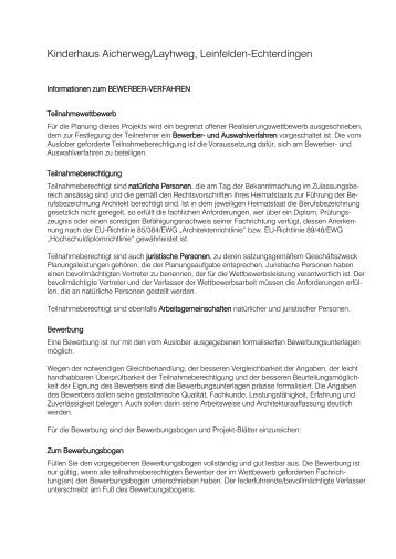 Informationen zur Bewerbung - in Leinfelden-Echterdingen