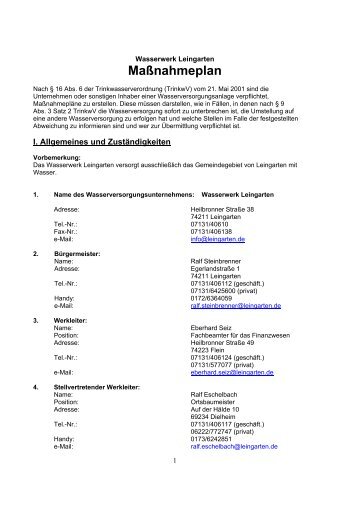 Maßnahmeplan - Gemeinde Leingarten
