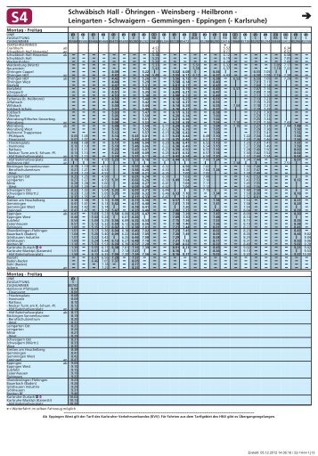 Fahrplan S4 - im WeinTal