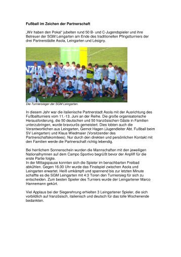 Fußball im Zeichen der Partnerschaft Amtsblatt