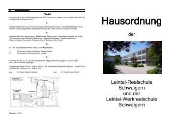 Hausordnung neu 2010 - Leintal-Realschule Schwaigern