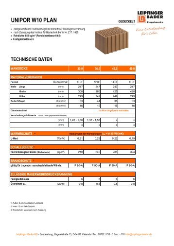 PDF - Technische Daten - Leipfinger-Bader KG