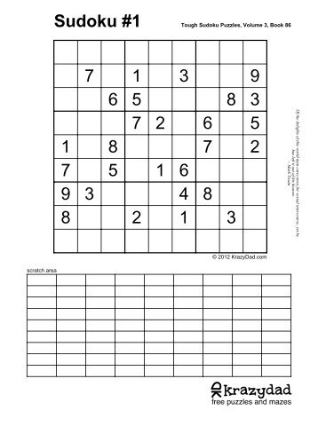 Tough Sudoku Puzzles, Volume 3, Book 86 - KrazyDad