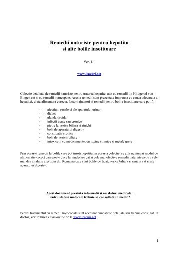 Remedii naturiste pentru hepatita si alte bolile insotitoare - leacuri.net