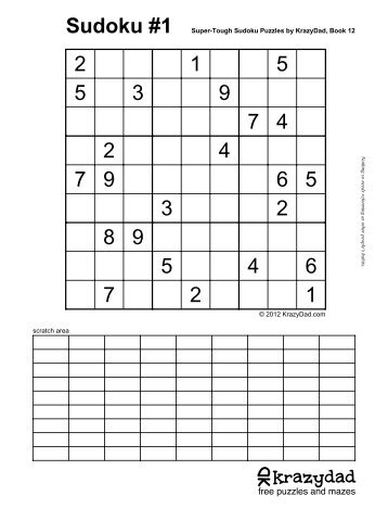 Super-Tough Sudoku Puzzles, Book 12 - KrazyDad