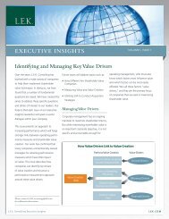Identifying and Managing Key Value Drivers - LEK Consulting