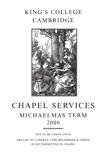 Michaelmas term 2000 - King's College