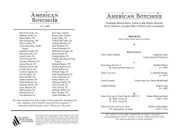 Fall Tour Program 08 - The American Boychoir School