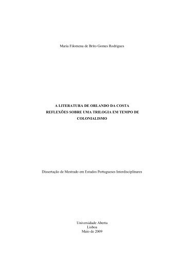 A Prosa Literária de Orlando da Costa - Universidade Aberta