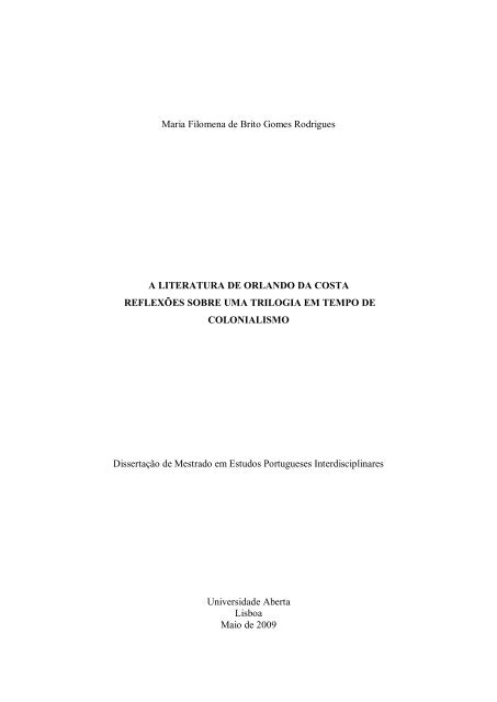 A Prosa Literária de Orlando da Costa - Universidade Aberta