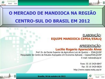 o mercado de mandioca na região centro-sul do brasil em 2012