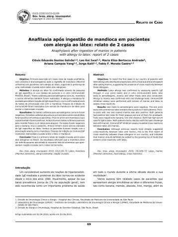 Anafilaxia após ingestão de mandioca em pacientes com alergia ao ...