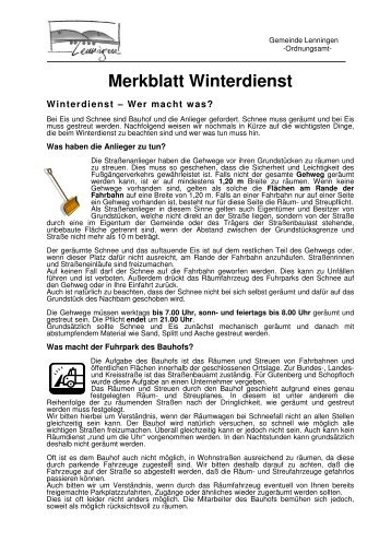 Winterdienst Merkblatt Lanfasssung - Lenningen