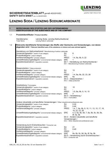 Sicherheitsdatenblatt - Lenzing