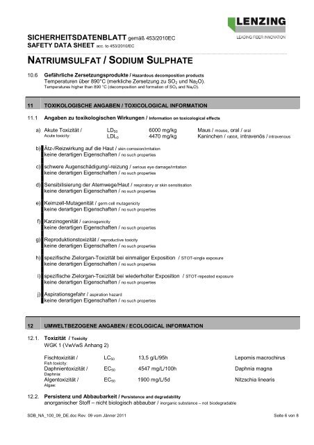 NATRIUMSULFAT / SODIUM SULPHATE - Lenzing