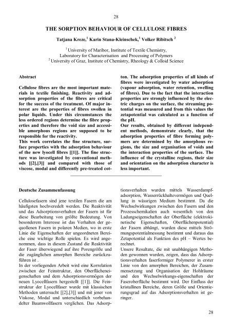 THE SORPTION BEHAVIOUR OF CELLULOSE FIBRES - Lenzing