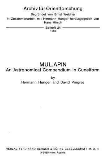 MUL.APIN / An Astronomical Compendium in Cuneiform