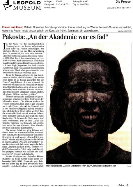 Pakosta: âAn der Akademie war es fad" - Leopold Museum