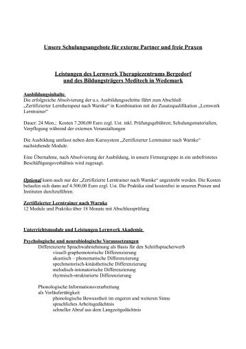 Schulungsangebote - Lernwerk Ergotherapie