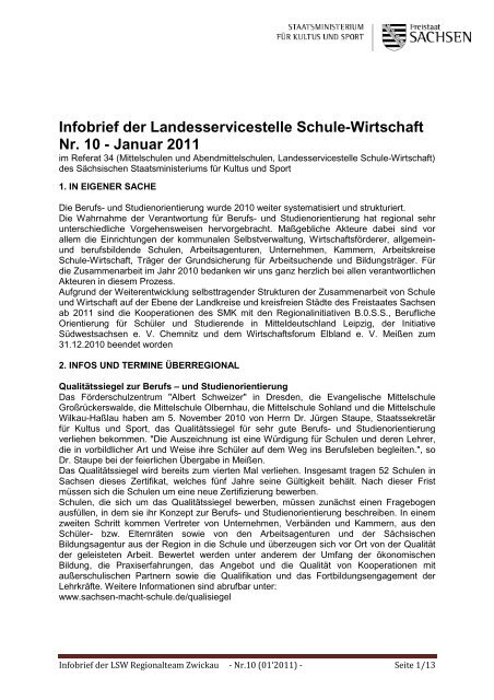 Januar 2011 - Arbeitskreis SchuleWirtschaft Vogtland