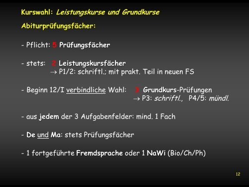 Oberstufenberatung für die Jgst. 11 im Schuljahr 2013/2014