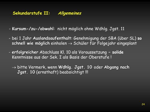 Oberstufenberatung für die Jgst. 11 im Schuljahr 2013/2014