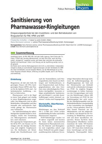 Sanitisierung von Pharmawasser-Ringleitungen - Letzner ...