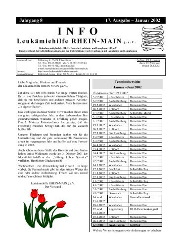 Januar 2002 INFO - Leukämiehilfe Rhein-Main 17. Ausgabe (PDF)