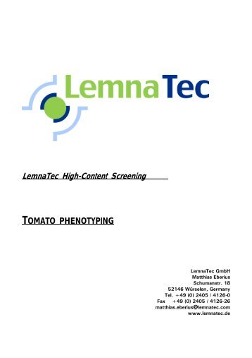 Scanalyzer 3D tomato phenotyping - LemnaTec