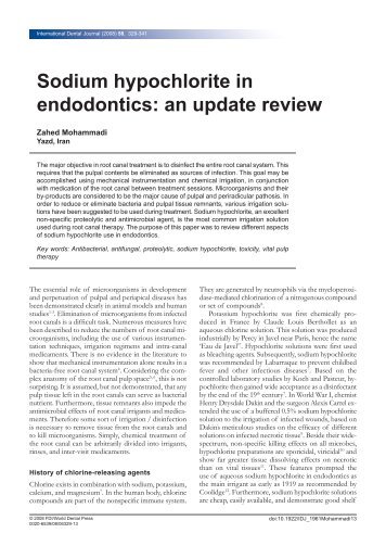 Sodium hypochlorite in endodontics