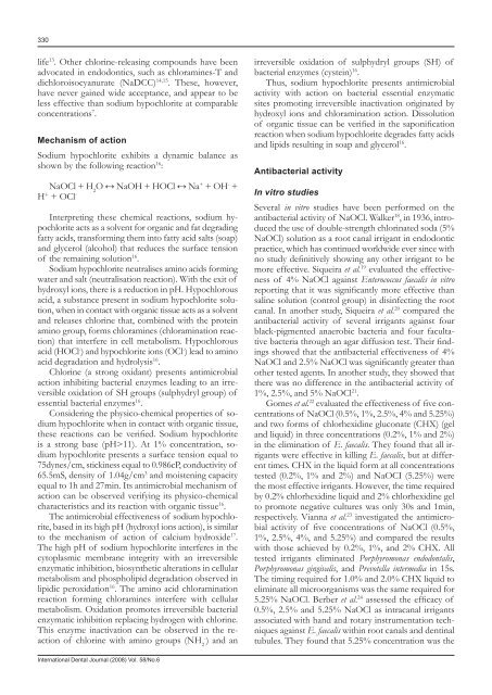 Sodium hypochlorite in endodontics