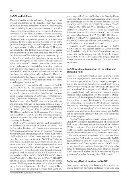 Sodium hypochlorite in endodontics