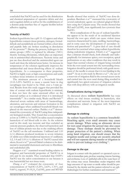 Sodium hypochlorite in endodontics