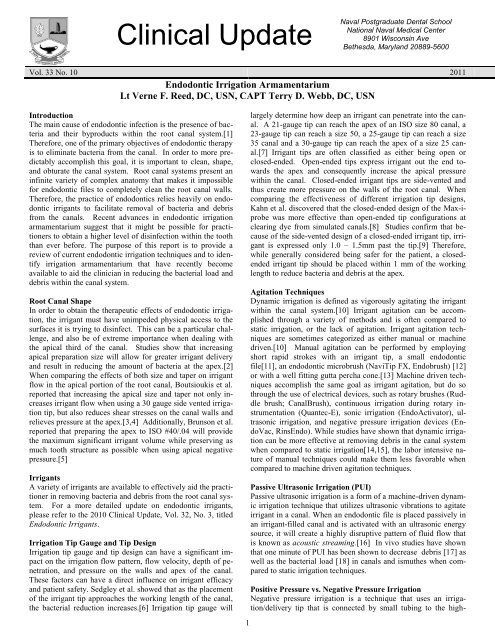 010 Endodontic Irrigation Armamentarium - Navy Medicine