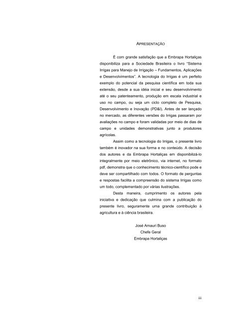 SISTEMA IRRIGAS PARA MANEJO DE - Embrapa Hortaliças