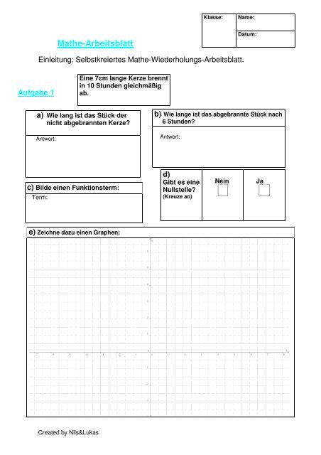 Mathe-Arbeitsblatt