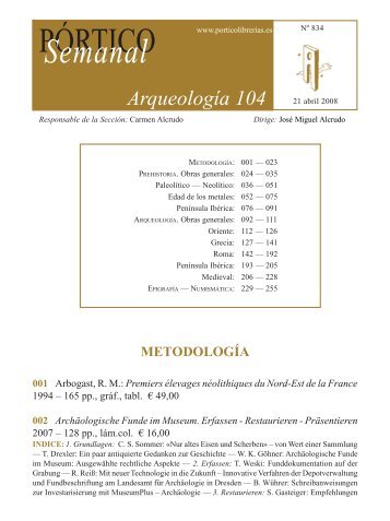 Portico Semanal 834 - Arqueologia 104 - Pórtico librerías