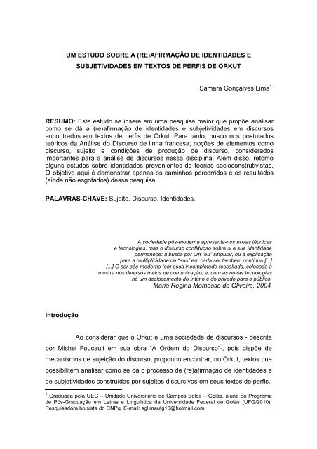 UM ESTUDO SOBRE A (RE) - UEG - São Luís de Montes Belos