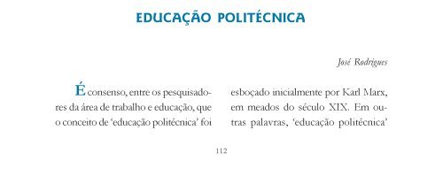 EDUCAÇÃO POLITÉCNICA - Escola Politécnica de Saúde Joaquim ...