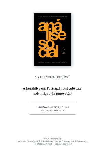 A heráldica em Portugal no século xix - Análise Social ...