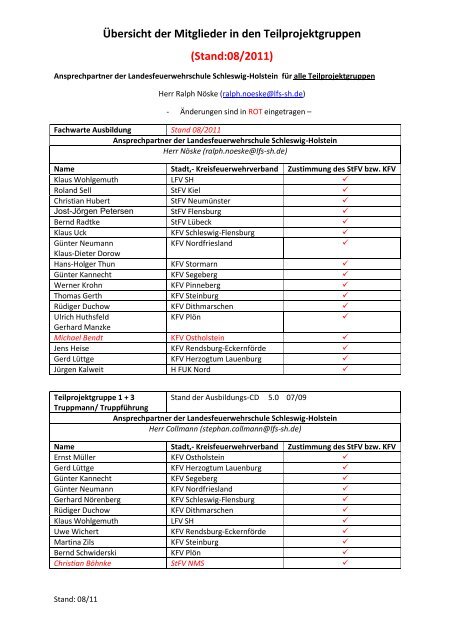 Stand:08/2011 - Landesfeuerwehrschule Schleswig-Holstein