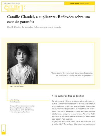 Camille Claudel, a suplicante. Reflexões sobre um ... - Saúde Mental